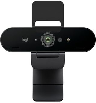 Logitech Brio 4K Webcam, Video Calling, Noise-Cancelling mic, HD Auto Light Correction, Wide Field of View, Works with Microsoft Teams, Zoom, Google Voice, Google Meet, PC/Mac/Laptop/Macbook/Tablet