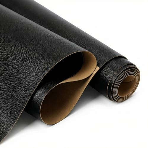 QWORK® 150 x 40cm Kunstleder Selbstklebend für Lederreparatur - Schwarz, Wasserdicht & Kratzfest - Für Couch, Autositz, Möbel