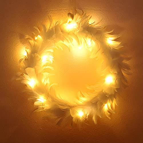 UNTERING Weißer Federkranz, Weihnachten, Hochzeit, Party, Foto-Requisiten, Outdoor, Garten, Wohnzimmer, Büro, Haushalt, Dekorationen, Schuhregal für Schrank, Tür, Hängeteil