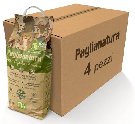 Paglianatura Kit 4 pezzi - Fieno Naturale per Conigli e Roditori - 1,3kg - Per una Dieta Sana e Naturale