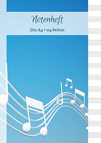 Notenheft: Din A4 | 104 Seiten: Blanko Notenpapier für Musiker | Blanko Notenblock zum Eintragen und Selberschreiben | 12 Notensysteme pro Seite | ... für eigene Kompositionen und Musikideen