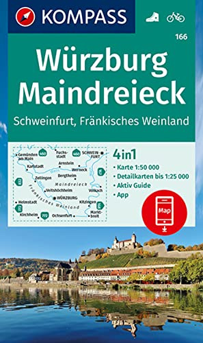 KOMPASS Wanderkarte 166 Würzburg, Maindreieck, Schweinfurt, Fränkisches Weinland 1:50.000: 4in1 Wanderkarte mit Aktiv Guide und Detailkarten inklusive ... Verwendung in der KOMPASS-App. Fahrradfahren.