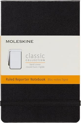 Moleskine Notebook Reporter, Taccuino a Righe, Copertina Rigida, Colore Nero, Formato Pocket 9 x 14 cm, 192 Pagine