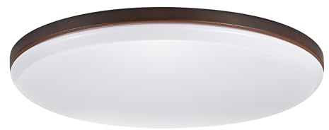 GLOBE Electric 65596 Ellington LED Integrated Flush Mount Ceiling Light, Dark Bronze Finish, Frosted Shade, Energy Star Certified, Ultra Slim Design