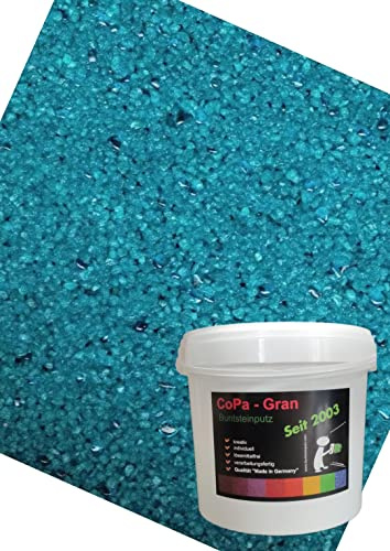 H+V Paul Kamm® Buntsteinputz Mosaikputz 1-3mm SOP48 Türkisblau + Glas Türkis Wandputz