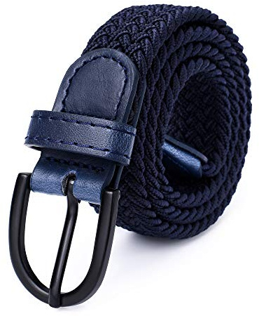 Mile High Life Junior geflochtene elastische Stretchgürtel | Dornschnalle | PU Loop-Endspitze | Jungen Mädchen | 2,5 cm breit | 5 Größen 5 Farben