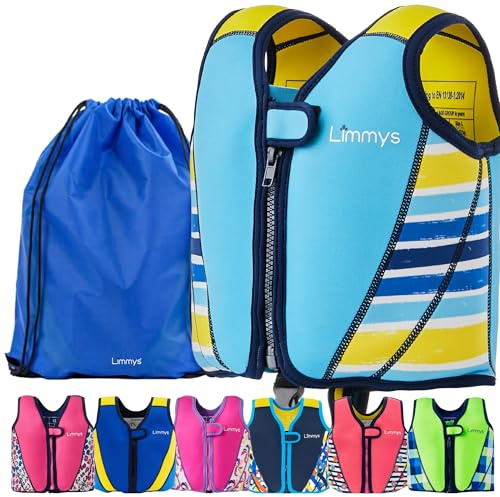 Chaleco de Natación Limmys para Niños – Sistema de Flotación Ajustable de 8 Paneles, Certificado CE, Diseño Premiado, Neopreno Suave, Construcción Resistente, Bolsa de Transporte Incluida