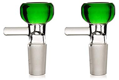 Green Glass Bowl Head Adaptor, 2 Pack 14mm Male Glass Bong Bowl Adaptor (Sizi 1)