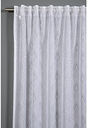 Gardinia Vorhang mit verdeckten Schlaufen und Gardinenband, Lichtdurchlässig, Transparent, Gardine mit Ausbrenner Grafik, Weiß, 140 x 245 cm