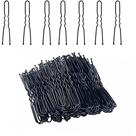 PKOUVOO 100 Stück Haarspangen, U-förmige Haarklammern Metall, Schwarzes Haarnadeln, Haarzusätze für Frauen Mädchen und Friseursalon (Schwarz)