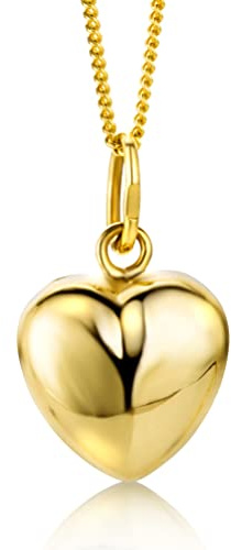 OROVI Schmuck Damen Herzkette Gelbgold mit Kettenanhänger Herz Halskette aus 14 Karat (585) Gold, 45 cm lang