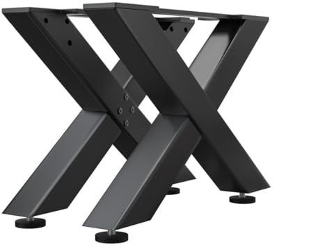 Juana | Tischbeine Metall Schwarz | 2 Stück X Form Tischkufen | Tischgestell B58xH36 cm | Möbelkufen für Couchtisch, Hocker