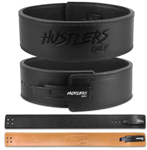 Hustlers Only Cintura per sollevamento pesi con fibbia a leva, in vera pelle, cintura da palestra per stacchi, powerlifting, cintura per allenamento, spessore 10 mm, per supporto posteriore, cintura