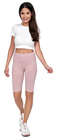 SOFTSAIL Cykelshorts med hög midja för kvinnor, korta leggings, sport, gym, yoga, cykelshorts, magkontroll, midjeband, träning, korta leggings, stretch, andas, 1/2 leggings, storlek M-6XL, Rosa, XL/XXL