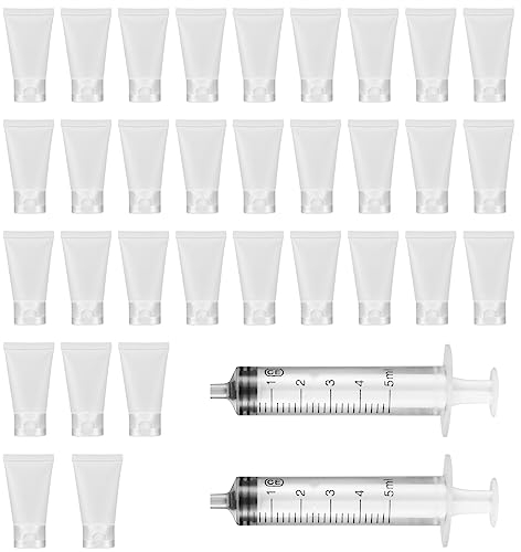 VARHHUXHA 32 contenitori vuoti per tubi cosmetici, 30 ml, set di bottiglie per cosmetici ricaricabili, contenitori per labbra per gel doccia, lucidalabbra, balsamo per labbra