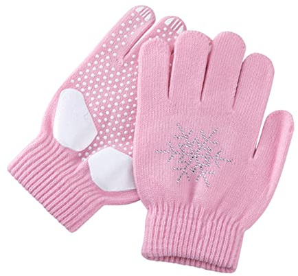 Hotfiary Eiskunstlaufhandschuhe für Kinder Mädchen Anti-Rutsch-Eislaufhandschuhe mit Strass-Thermohandschuhen als Geschenk