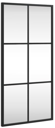 vidaXL Miroir Mural, Décoration de Chambre avec Film Anti Éclatement au Dos, Miroir Suspendu Couloir Salle de Bain, Noir Rectangulaire Fer