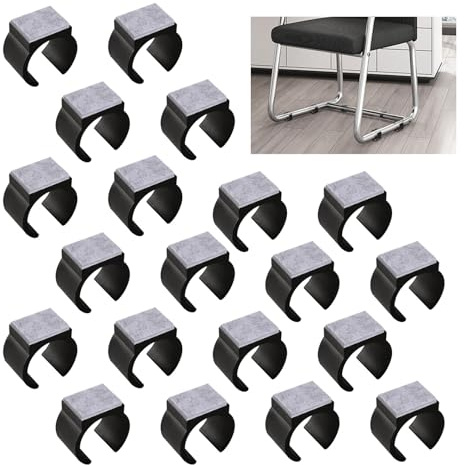 UFURMATE - 20 pezzi di protezioni per gambe da sedia, 35 mm in plastica con feltro a forma di U, tubi rettangolari antiscivolo, coperchi per gambe per base a slitta rotonda (nero), UF-HA1490-G-FBA
