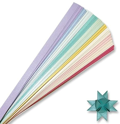 Tiras de papel nacaradas para proyectos de tejido. Tiras de papel para estrellas moravas, estrellas alemanas y estrellas Froebel. 100 tiras por paquete (1 x 25 pulgadas)