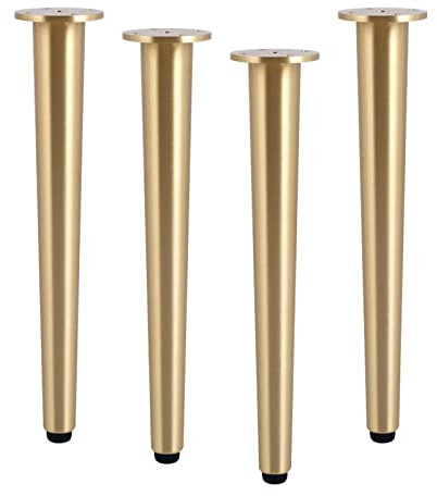 Adjustable Pure Brass Straight Cone Furniture Legs,Sofa Legs Coffee Table Legs Bathroom Cabinet TV Cabinet Feet,6-25cm,Carrying 1000kg,with Pure Copper Screws,Set of 4 (12cm/4.7in) (15cm/5.9in)