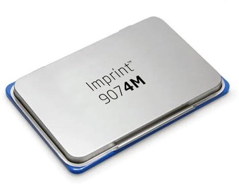 Trodat 9074M Imprint - Almohadilla empapada en tinta azul a base de agua para sellos manuales, tamaño grande, 160 x 90 mm, estructura de metal y plástico