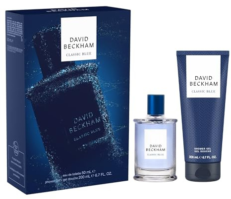 David Beckham Classic Blue Geschenkset, Eau de Toilette & Duschgel für Ihn, aromatisch-fruchtiger Duft für Männer, 50 ml und 200 ml