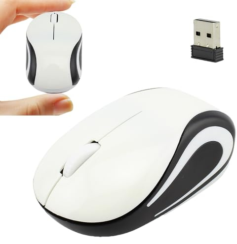 KeautFair Mini Kabellose USB Maus,Tragbar Winzig Klein Akku Mäuse,Ergonomisches Design,2,4 GHz 1000DPI,für Kinder Kleine Hände,für Reisen Geschäftsreisen,für Windows/iOS/Android Laptop/PC. (Weib)
