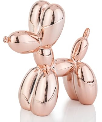 AMOIENSIS Rotgoldene Ballon-Hundestatue, Dekoration, 10,2 cm, galvanisierte Tierskulptur, kleine eklektische Dekoration für Regal und Schreibtisch | Heimdekor-Geschenk für moderne Kunst und Sammler, verleiht Ihren Schreibtischen und Regalen verspielte Stimmung