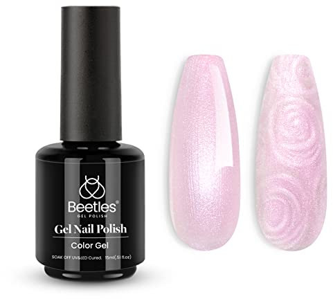 Beetles UV Hellrosa Gel Nagellack - 1Stcs 15ml Perlecencent Shell Glitzer Schimmer Nagelpolic Gel Polish Nail Soach LED Aushärtung Erfordert Maniküre DIY Home Nail Art Design