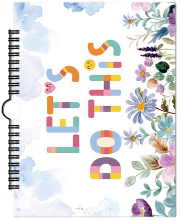 Planificador mensual sin fechar, planificador de tareas estéticas, cuaderno inspirador de listas de tareas de 12 meses, organizador de agenda temática de flores para niños, adolescentes y adultos