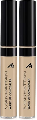 Manhattan Wake up Concealer, Flüssig Concealer zum Abdecken von Augenringen und Rötungen, Farbe True Ivory 3, 1 x 7ml (Packung mit 2)