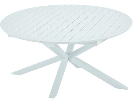 Vente-unique-Gartentisch rund ausziehbar - Aluminium - 150/200 cm - Weiß - YOHA von MYLIA