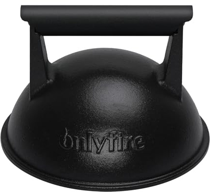 onlyfire Ø18 cm Campane per Hamburger, Cloche in Ghisa per Hamburger, Ritenzione Termica Superiore, Coperture per Hamburger per Piastra, Teppanyaki e Campeggio