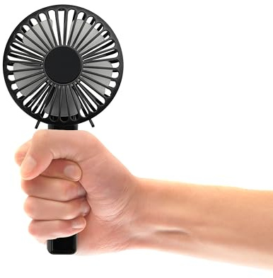 Orbegozo HF 1800 Ventilador de Mano y Sobremesa 2 en 1, 2,5W, 4 Velocidades, Control Táctil, Pantalla Digital Batería 2000mAh, Carga USB-C y Cordón