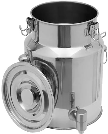 Seau INOX 5l/10l Alimentaire,Bidon Alimentaire avec Robinet Pot À Lait INOX avec Couvercle Pots À Lait Réservoir Scellé en Acier Inoxydable,Capacity-7L