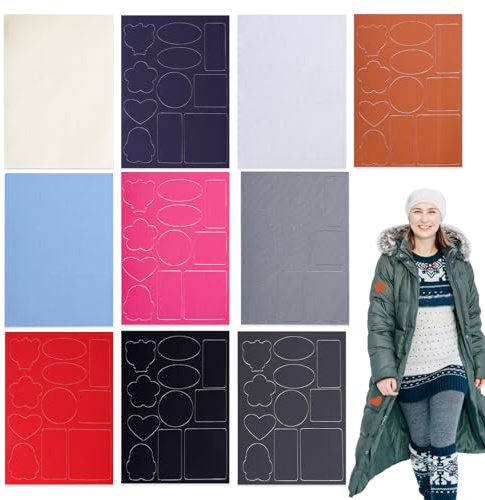 Flicken Selbstklebend Stoff 10er Set, Daunenjacke Reparatur Set mit Starker Haftung Wasserdicht Reiß- Kälte Bügel Flicken für Textilien Kleidung Outdoor Jacken Jeans Zelte Schlafsäcke