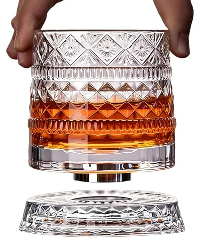 Syengery Vaso De Whisky Giratorio 360 Grados | Vasos De Cócteles | Copas Giratorias Para Licor,Para Coleccionistas Cumpleaños Día Del Padre Reuniones Familiares Fiestas Eventos Cata Banquetes Bares