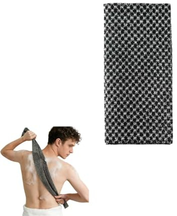 Serviette De Douche Exfoliante - de Gommage Naturel en Fibre de Bambou et Charbon, Exfoliation Douce pour le Corps，Serviette Exfoliant pour le Dos, Pour les peaux sensibles et rugueuses.