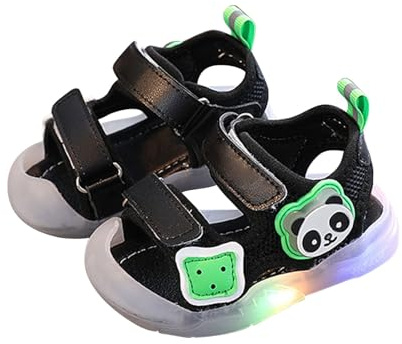 Scarpe per bambini e bambine, leggere, leggere, per il tempo libero, traspiranti, con fibbia regolabile, sandali chiusi, scarpe da ragazza, Nero , 18 EU