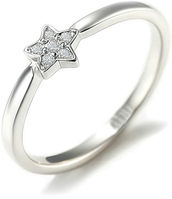 Tolldek Solitärring Platin PT950, Stern Eheringe mit Diamant Echtgold Schmuck, Verlobungsring Platin, Gr.49 (15.6)