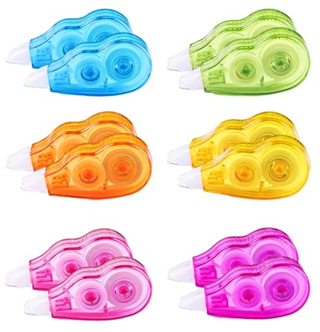 Vaskula Korrekturroller 12 Stück Mini Korrekturmaus Roller Set Correction Tape Mini Kompakt Korrekturband für Studenten Büro Schule