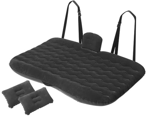 Luftbädd Universal Car Travel Uppblåsbar bäddset Auto Baksäte Trunk Madrass Luftsäng Kudde för resor Camping bilsäng(Black)
