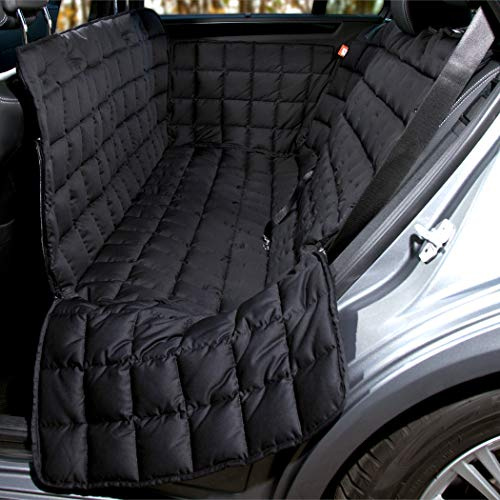 Doctor Bark Hunde 3-Sitz-Autoschondecke für die Rücksitzbank, All-Side Schutz mit Reißverschluss für alle PKWs und SUVs, S in Schwarz