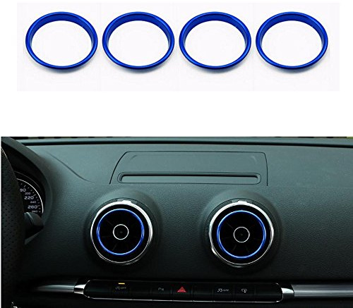 VIGORFLYRUN PARTS LTD 4pcs Car Auto AC Air Condition Vent Outlet Decorated Ring Cover Trim, Rear Air Outlet Cover Decals Interior Inside Front Decorations for A3 S3 2013-2016 / Q2 2017 - Blue