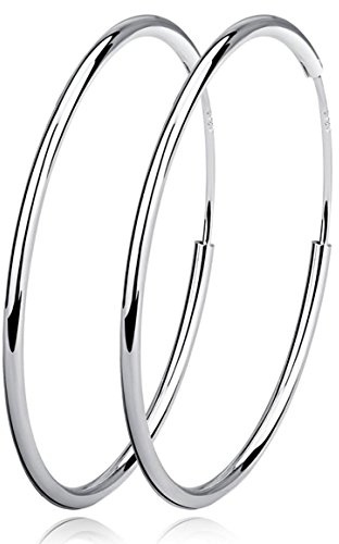 Damen Creolen Ohrringe Sterling Silber Huggie Kreolen Groß Rund Hängend Klapp-Creolen Ohrhänger für Frauen Mädchen Schmuck Durchmesser 30mm