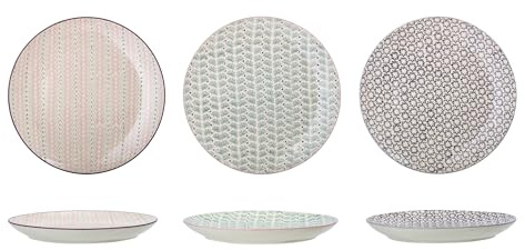 Bloomingville Teller Maya, rosa grün lila, Keramik, 3er Set, 28 cm