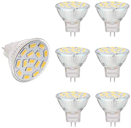 Lampadine LED MR11 GU4.0,3.5W,equivalenti a lampadine alogene da 25-35W,GU4.0 Base AC/DC 12V, 350lm,120°light beam,luce incassata,Track lighlting,bianco (6000K, 6pieces)