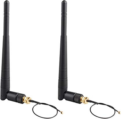 Jopto 2 Antenas De Enrutador Inalámbrico 2.4G 3DBI WiFi, RP-SMA Hembra con Conector De U.FL IPX a RP-SMA Macho RF 1.13 WiFi Longitud del Cable 15 cm
