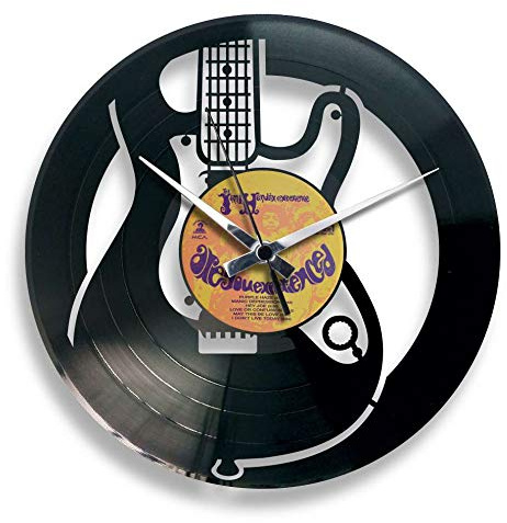 DISCOCLOCK - Orologio in vinile SILENZIOSO e PERSONALIZZABILE - ELECTRIC - IDEA REGALO PER CHITARRISTI, A TEMA CHITARRA ELETTRICA