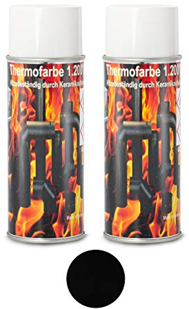 ad-ideen Ofenlack Set 1200°C Ofenspray Ofenfarbe Thermolack 2x Schwarz matt 400ml